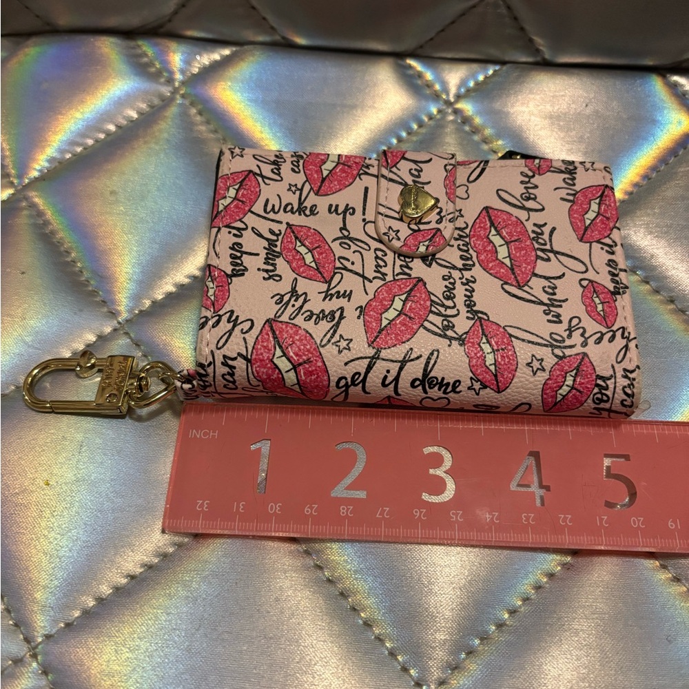 Pink Lip Print Betsey Johnson Keychain Wallet